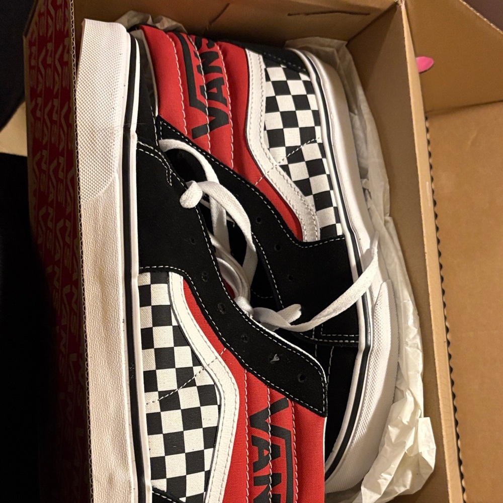 Vans Red and Black Checkered High-Tops - Picture 2 of 4